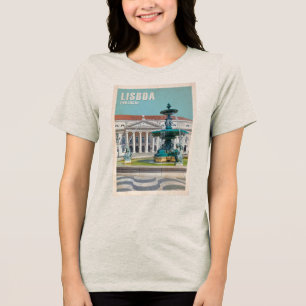 Lissabon Travel Poster D. Maria II Theater, Portug Tri-Blend Shirt