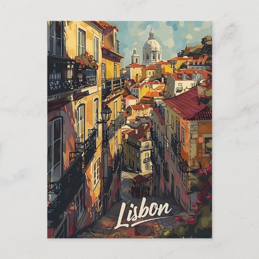 Lissabon-Vintage Briefkaart (Voorkant)