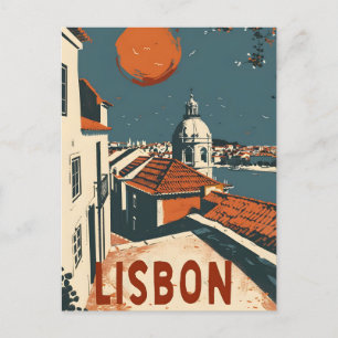 Lissabon Vintage reizen en kunst Briefkaart