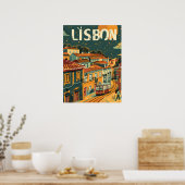 Lissabon Vintage reizen en kunst Poster (Keuken)