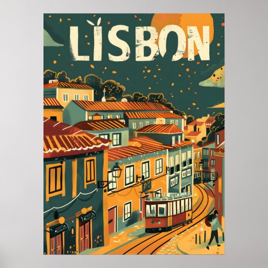 Lissabon Vintage reizen en kunst Poster (Voorkant)