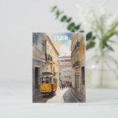 Lissabon waterverf art briefkaart (Staand voorkant)