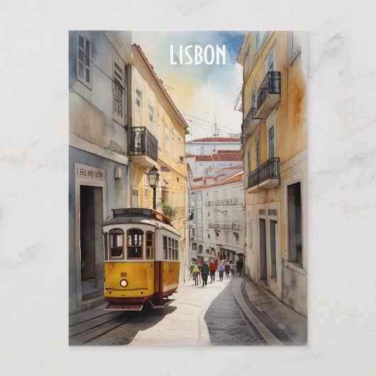 Lissabon waterverf art briefkaart (Voorkant)
