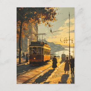 Lissabon Zonsondergang Tram:  Charm Briefkaart
