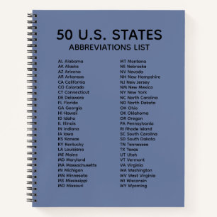 Liste d'abréviations des 50 États – Cahier Spirale