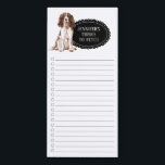 Liste d'achats en espagnol Springer anglais<br><div class="desc">Des choses adorables pour aller chercher le chien anglais Springer Spaniel avec un cadre en tableau noir personnalisé avec votre nom.</div>