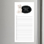 Liste d'achats Westie Bloc-notes magnétique<br><div class="desc">Des choses adorables pour aller chercher le chien Westie avec un cadre de tableau noir personnalisé avec votre nom.</div>