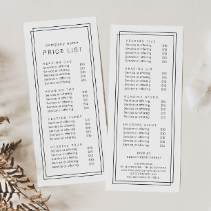 Liste de prix à double cadre minimaliste moderne A