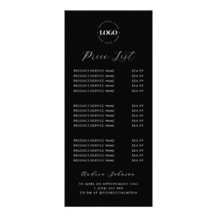 Liste de prix à logo personnalisé minimaliste noir