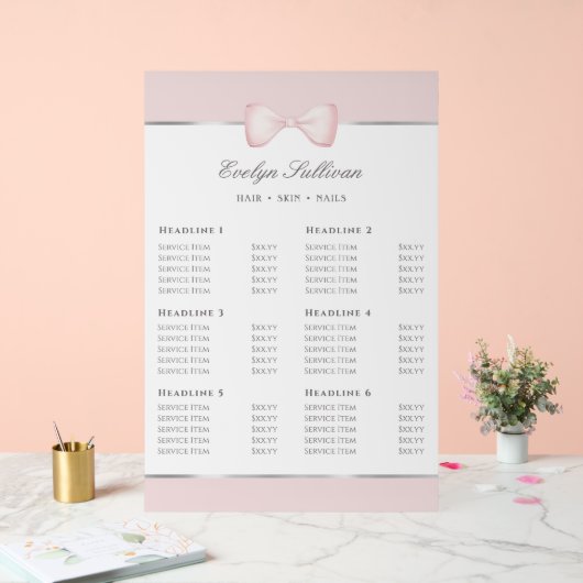 Liste de prix Coquette Rose Bow (Mariage)