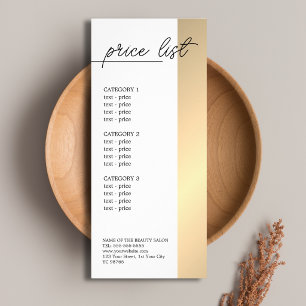 Liste de prix de beauté minimaliste blanche avec l