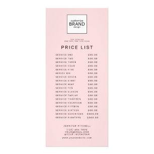 Liste de prix de blush avec logo personnalisé