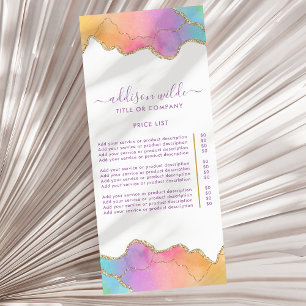 Liste de prix de l'agate aquarelle arc-en-ciel et