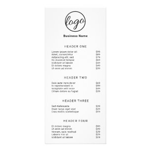 Liste de prix de logo de menu de service simple no