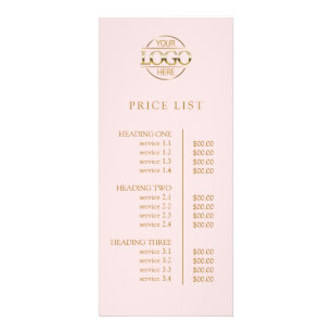 Liste de prix de menu de logo d'entreprise rose él
