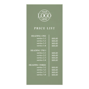 Liste de prix de menu de logo d'entreprise vert él
