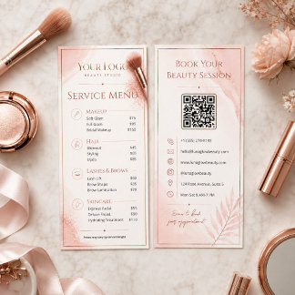 Liste de prix de salon Blush Rose Gold QR Menu de