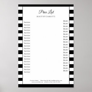 Liste de prix de salon Modern Stripes Poster