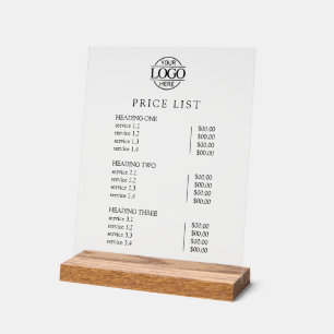 Liste de prix de service de logo d'entreprise élég