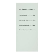 Liste de prix d'esthéticienne verte minimaliste po
