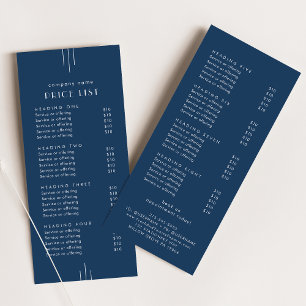 Liste de prix double face bleu marine Art Déco EVE