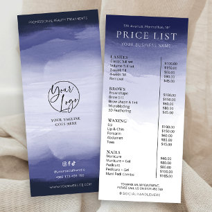 Liste de prix du salon de coiffure aquarelle marin