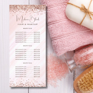 Liste de prix élégante de salon de beauté rose pai