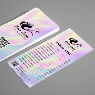 Liste de prix élégante de salon de coiffure hologr