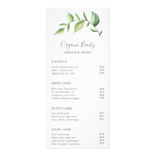 Liste de prix élégante de verdure simple rustique