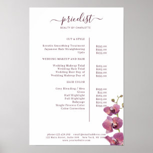 Liste de prix florale moderne Poster