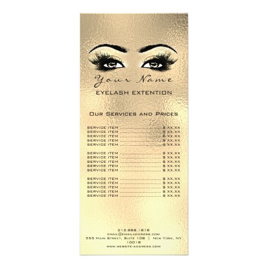 Liste de prix Lashes Extension Maquillage Gold Gla (Dos)