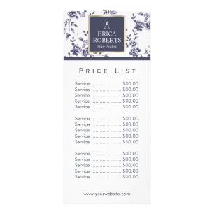 Liste de prix Liste de cheveux Vintage bleu flor