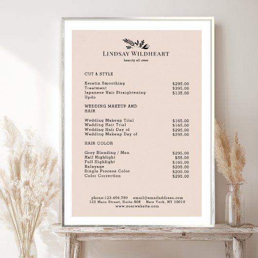 Liste de prix minimale affiche salon botanique bei
