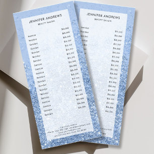 Liste de prix moderne bleue avec paillettes pour s