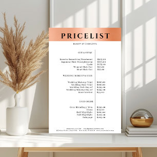 Liste de prix moderne simple salon orange Poster