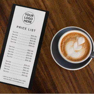 Liste de prix personnalisée Services Logo noir et 