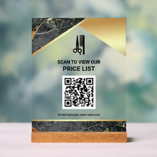 Liste de prix QR Code du salon de coiffure et de m