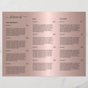 Liste de prix rose Gold Hair Liste de prix Menu Se
