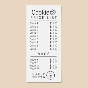 Liste de prix simple de boulangerie prête à la mar
