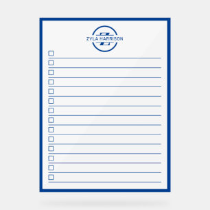Liste de tâches à faire avec monogramme bleu moder