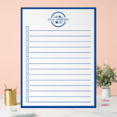 Liste de tâches à faire avec monogramme bleu moder (Mariage)