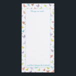 Liste d'épicerie pour oiseaux amusants<br><div class="desc">Faites-vous sourire avec ce bloc-notes magnétique gai avec des oiseaux d'aquarelle colorés avec attitude! Le titre dit "ce dont nous avons besoin" et le pied de page dit "et n'oubliez pas les graines d'oiseaux." Faites de l'épicerie des listes amusantes avec ce bloc-notes fantaisiste et original! Parfait pour les amateurs d'oiseaux...</div>