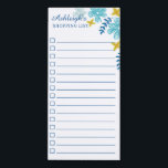 Liste des achats de fleurs tropicales<br><div class="desc">Magnétique liste avec fleurs tropicales en turquoise et jaune. Ajoutez votre nom dans un joli script. La liste d'achats comporte des cases pratiques.</div>