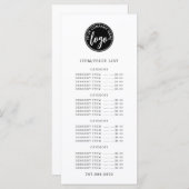 Liste des prix du menu Logo (Devant / Derrière)
