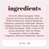 Liste d'ingrédients minima rose moderne étiquette  (Devant)