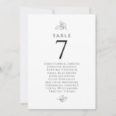 Liste d'invités mariages Carte de numéro de table (Devant)