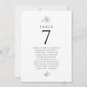 Liste d'invités mariages Carte de numéro de table (Dos)