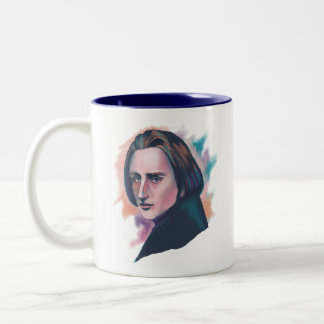 Liszt Watercolor Portret Citaat Tweekleurige Koffiemok