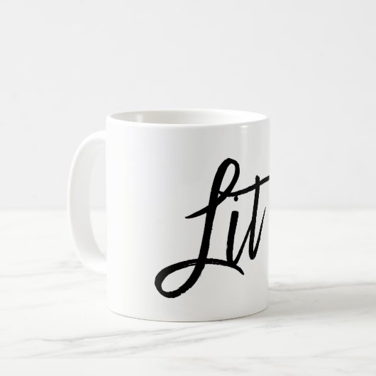 Lit Black Modern Script Trendy Custom Koffiemok (Voorkant links)