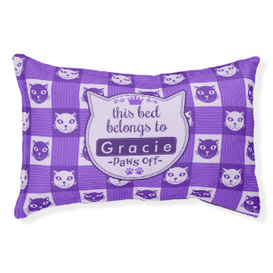 Lit Pour Animaux Visage de chat Purple En vichy mignon Patrouilles 